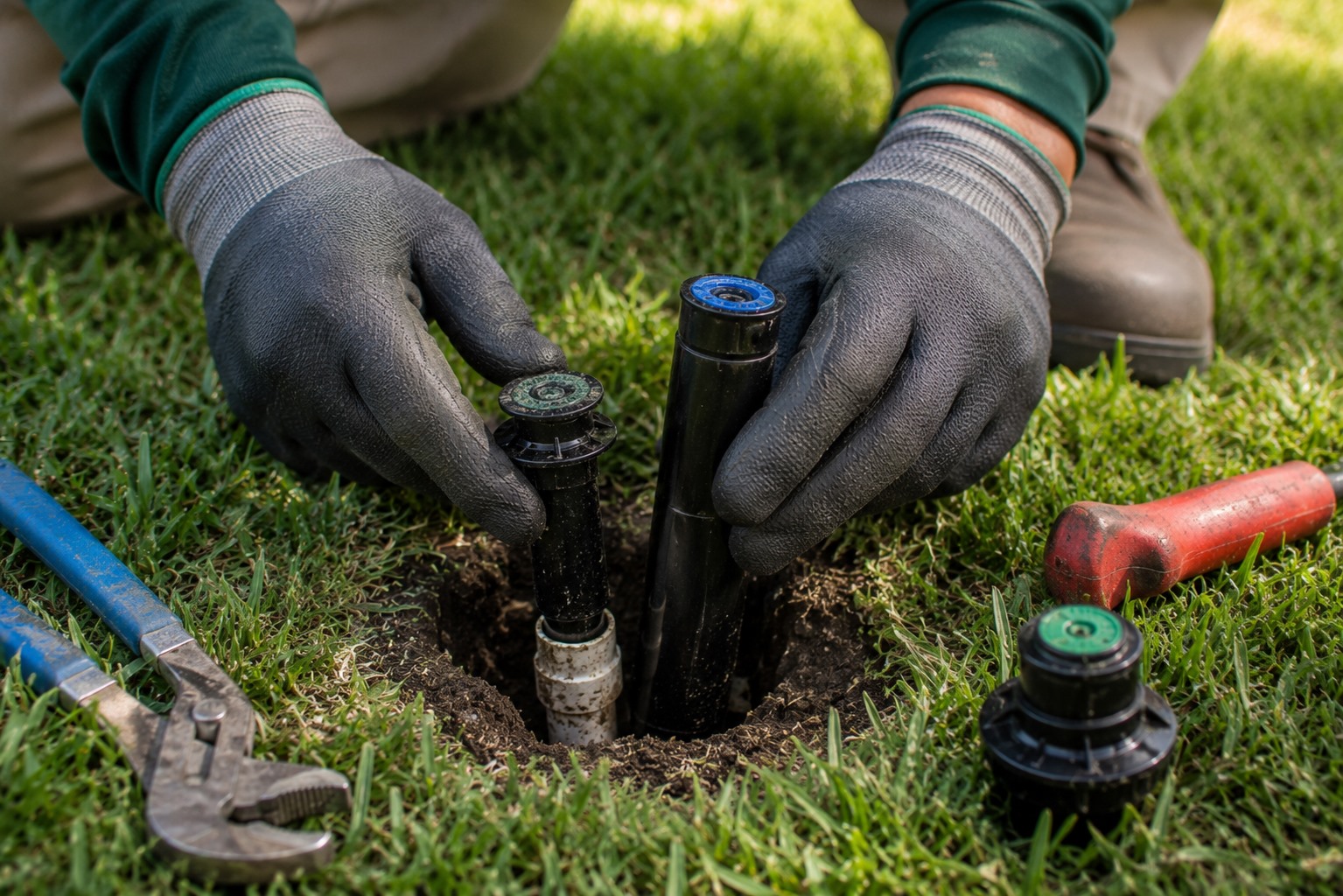 Irrigation system repair for damaged sprinkler heads in Johns Island SC