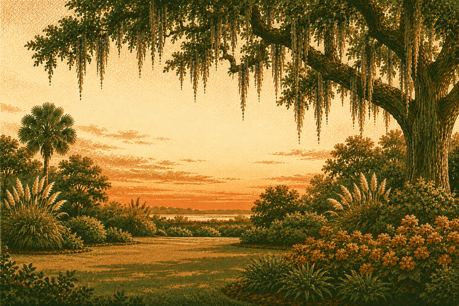 Beautiful Lowcountry landscape at dusk